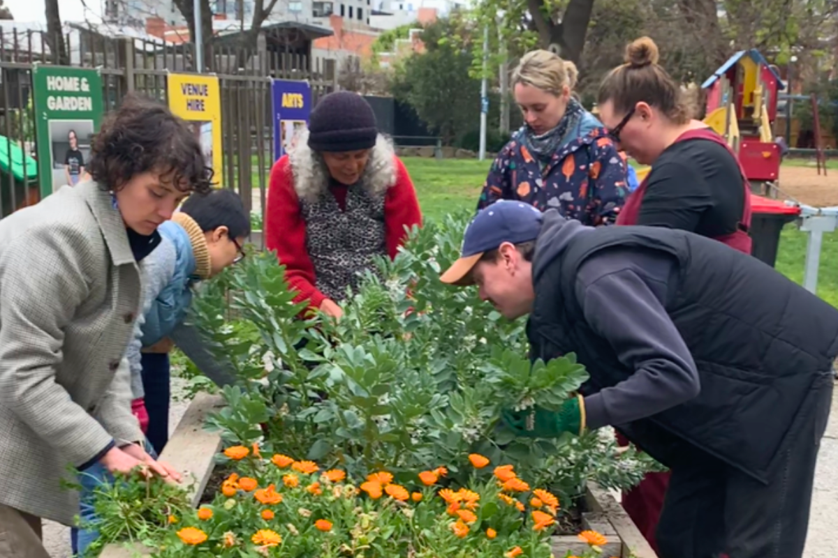 Group of people gardening